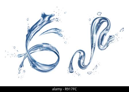 H2O splash or realistic stream water element Stock Vector