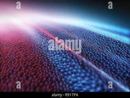 3D illustration. Abstract background image. Colored mesh, interconnected lines. Stock Photo