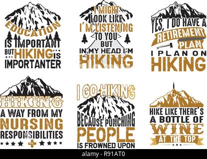 Adventure Camping Hiking Set Bundle Quote Stock Vector