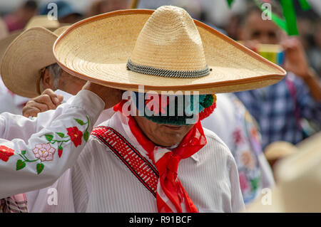 Traditional Mexican dancing at the Basilica of Our Lady of Guadalupe in Mexico City, Mexico Stock Photo