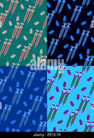 Colorful seamless pattern with pill elements vector illustration Stock Vector