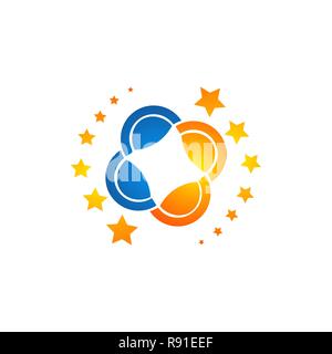 Stars logo made in trendy line stile vector. Space series. Space exploration and adventure symbol. Explore the world and travel concept. Stock Vector