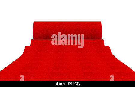 red carpet on white background 3d rendering image Stock Photo