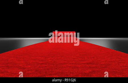 3d rendering image of red carpet and carbon fiber background Stock Photo
