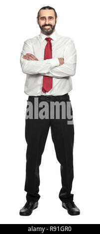 isolated smiling man crossed arms studio portrait Stock Photo