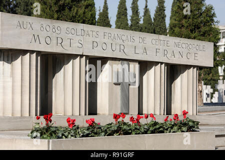 The French Monument at Zeitenlik Allied Cemeteries, Thessaloniki, Greece Stock Photo