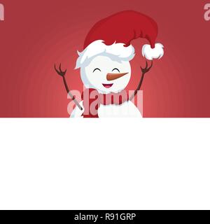 Snowman christmas card over white poster Stock Vector