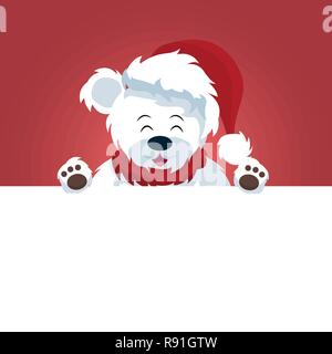 Christmas card of snow bears over white poster Stock Vector
