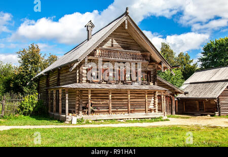 Traditional russian old wooden house in the village on Northen Russia Stock Photo