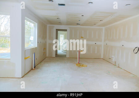Construction building industry new home construction interior drywall and finish details Stock Photo