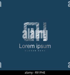 Initial Letter DH Logo Template Vector Design Stock Vector