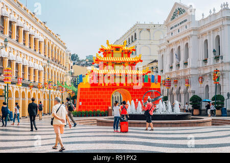 Macau, China - September 15, 2015 : Senado Square Stock Photo