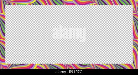 Bright colorful rectangle frame. Summer pattern with abstract waves or leaves and copy space on transparent background. petal border ornament. Vector  Stock Vector