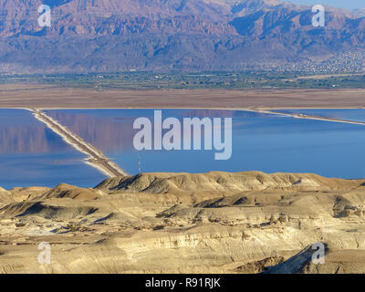 The evaporation pools at the Dead Sea Works (DSW), Dead Sea, Israel Stock Photo