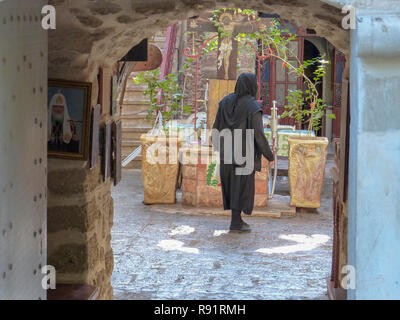 The Greek Orthodox Monastery at Qasr el Yahud (lit. 'Castle of the Jews'), is the official name of a baptism site in the Jordan River Valley in the We Stock Photo