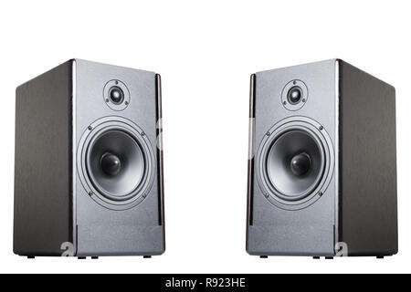 Two sound speakers on white background isolated Stock Photo