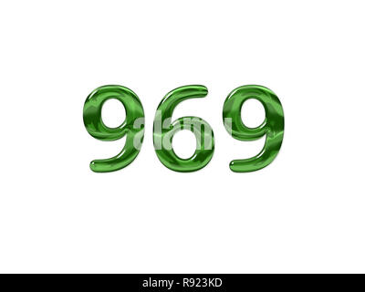 Green Number 969 isolated white background Stock Photo