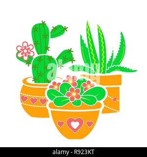 illustration of potted flowers. Icon in flat style Stock Vector