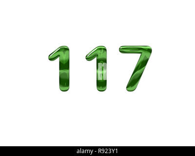 Green Number 117 isolated white background Stock Photo