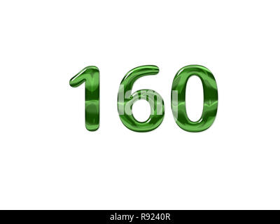 Green Number 160 isolated white background Stock Photo - Alamy