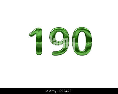 Green Number 190 isolated white background Stock Photo