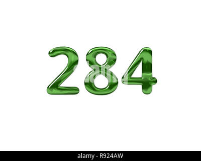 Green Number 284 isolated white background Stock Photo