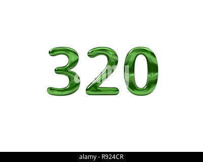 Green Number 320 isolated white background Stock Photo