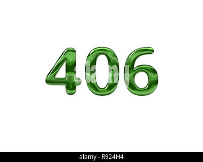 Green Number 406 isolated white background Stock Photo