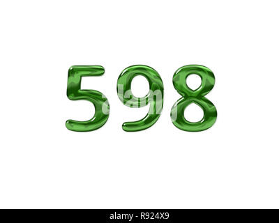 Green Number 598 isolated white background Stock Photo