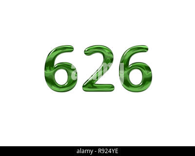 Green Number 626 isolated white background Stock Photo