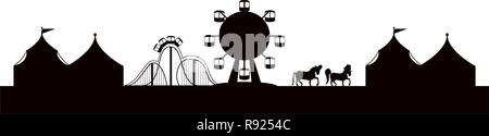 silhouette of amusement park with tents circus vector illustration design Stock Vector