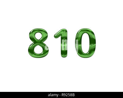 Green Number 810 isolated white background Stock Photo