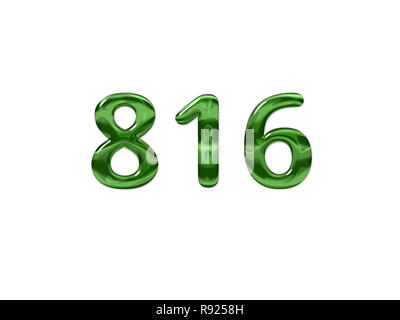 Green Number 816 isolated white background Stock Photo