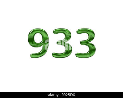 Green Number 933 isolated white background Stock Photo