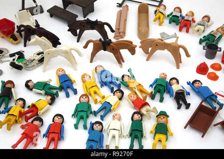 A Collection of Vintage 1970's Playmobil Toys Stock Photo