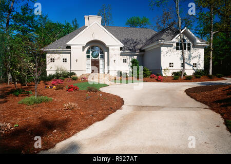 Stately stucco house is in Chapel Hill, North Carolina, USA Stock Photo