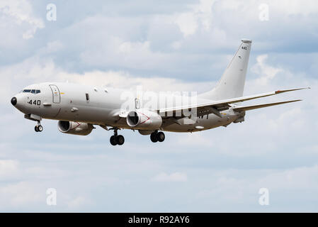 A Boeing P-8 Poseidon anti-submarine warfare and ocean surveillance aircraft of the Unites States Navy. Stock Photo