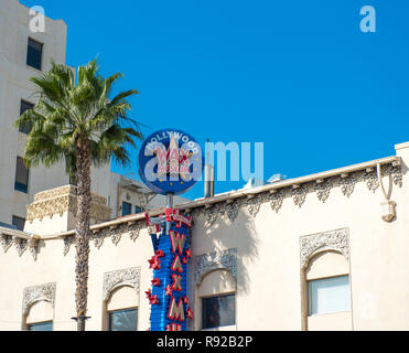 HOLLYWOOD, CALIFORNIA, USA - FEBRUARY 6, 2018: View of the sign 'Wax Museum' against the blue sky. Copy space for text Stock Photo