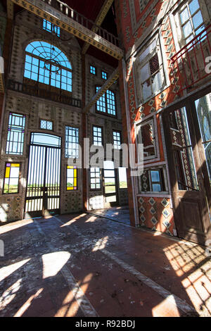 Interiors of a building inside the eclectic village of Campanopolis. Gonzales Catan, Buenos Aires, Argentina. Stock Photo