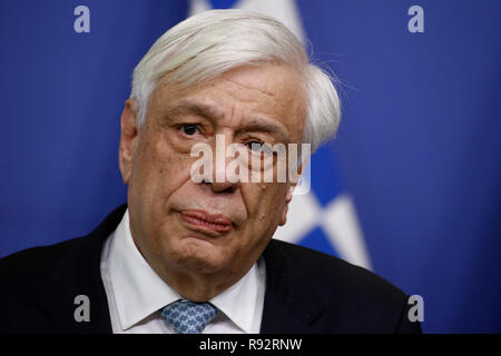 Brussels, Belgium. 19th Dec. 2018.Greece's President Prokopis Pavlopoulos gives a press conference at the European Commission. Alexandros Michailidis/Alamy Live News Stock Photo