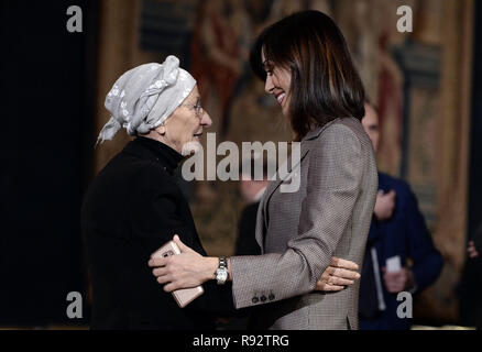 Roma, Italia. 19th Dec, 2018. . Ceremony for the year-end greetings with representatives of Institutions, Political Forces and Civil Society In the pic Emma Bonino, Mara Carfagna Credit: LaPresse/Alamy Live News Stock Photo