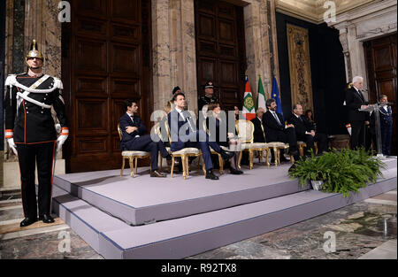 Roma, Italia. 19th Dec, 2018.  Roma (Italy) Politic Quirinale. Ceremony for the year-end greetings with representatives of Institutions, Political Forces and Civil Society In the pic the ceremony Credit: LaPresse/Alamy Live News Stock Photo