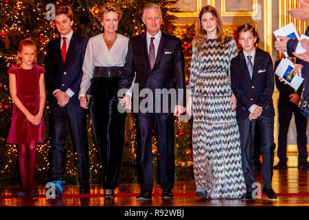 Brussels, Belgium. 19th Dec, 2018. King Philippe, Queen Mathilde, King Albert, Princess Elisabeth, Prince Gabriel, Prince Emmanuel, Princess Elenore, Princess Astrid en Prince Lorenz of Belgium attend the annual Christmas concert at the Royal Palace in Brussels, Belgium, 19 December 2018. Credit: Patrick van Katwijk |/dpa/Alamy Live News Stock Photo