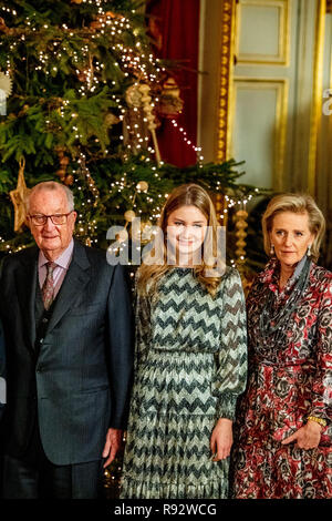 Brussels, Belgium. 19th Dec, 2018. King Philippe, Queen Mathilde, King Albert, Princess Elisabeth, Prince Gabriel, Prince Emmanuel, Princess Elenore, Princess Astrid en Prince Lorenz of Belgium attend the annual Christmas concert at the Royal Palace in Brussels, Belgium, 19 December 2018. Credit: Patrick van Katwijk |/dpa/Alamy Live News Stock Photo