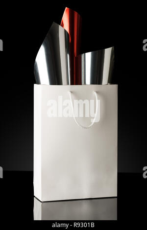 Shopping bag against a black background Stock Photo