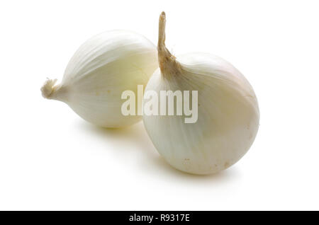 White onion bulbs isolated on white background. Stock Photo