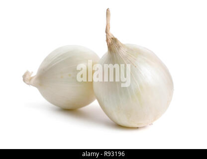 White onion bulbs isolated on white background. Stock Photo