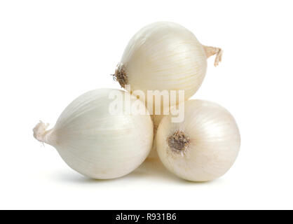 White onion bulbs isolated on white background. Stock Photo