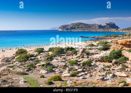 Falassarna beach on Crete island with azure clear water, Greece, Europe. Stock Photo