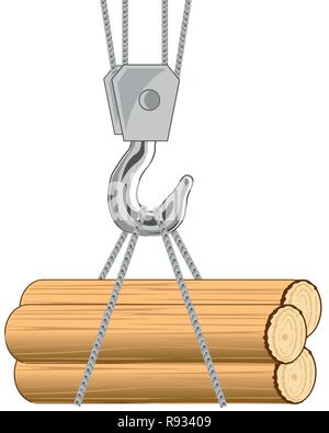Vector illustration of the hook from tap and cargo log on him Stock Vector